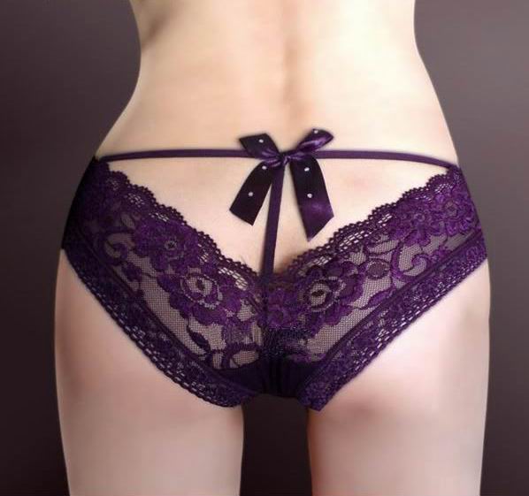 Purple Sexy Ribbon Lace Panties